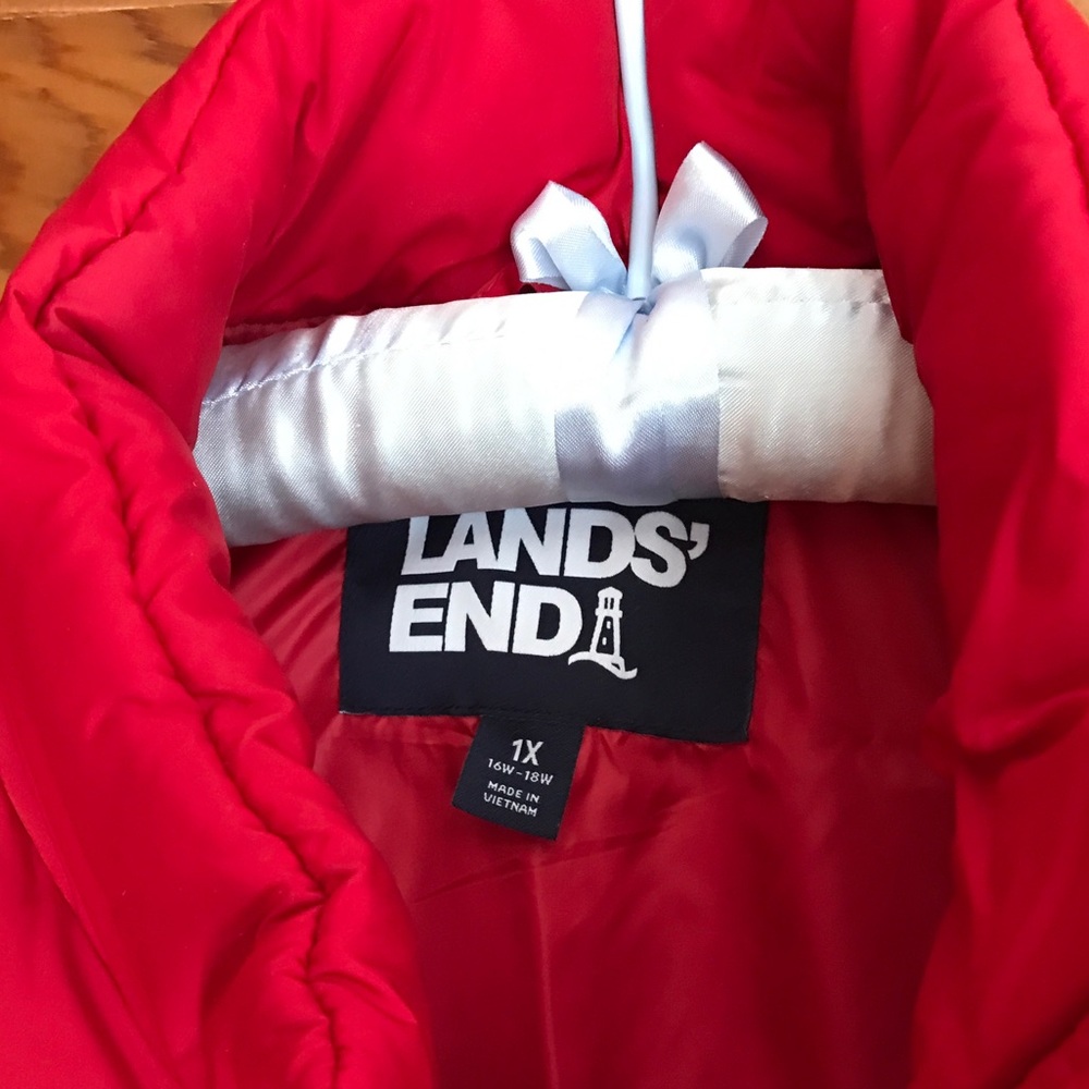 Lands' End Vibrant Red Quilted Down Vest Size 1X - Picture 2 of 4